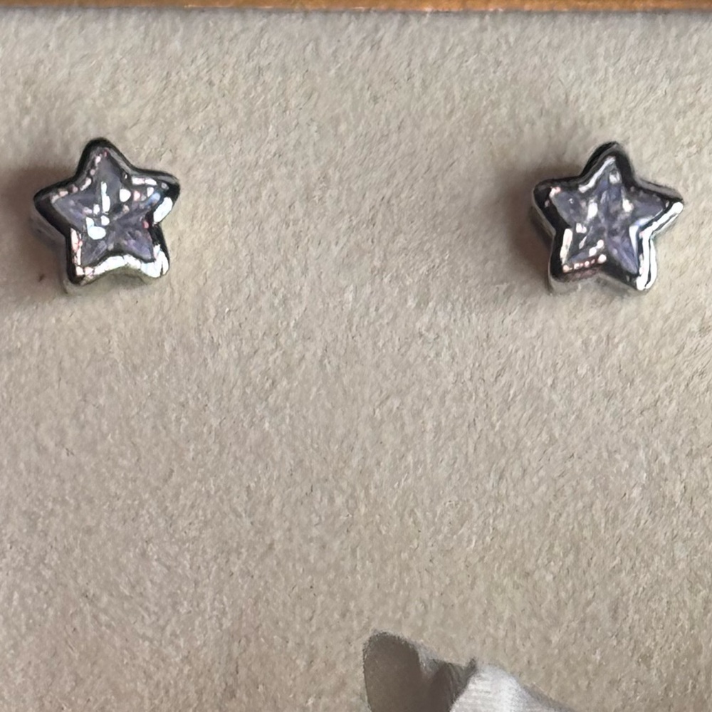 Star Shape Crystal Post Earrings In Silver Made with Swarovski Crystals